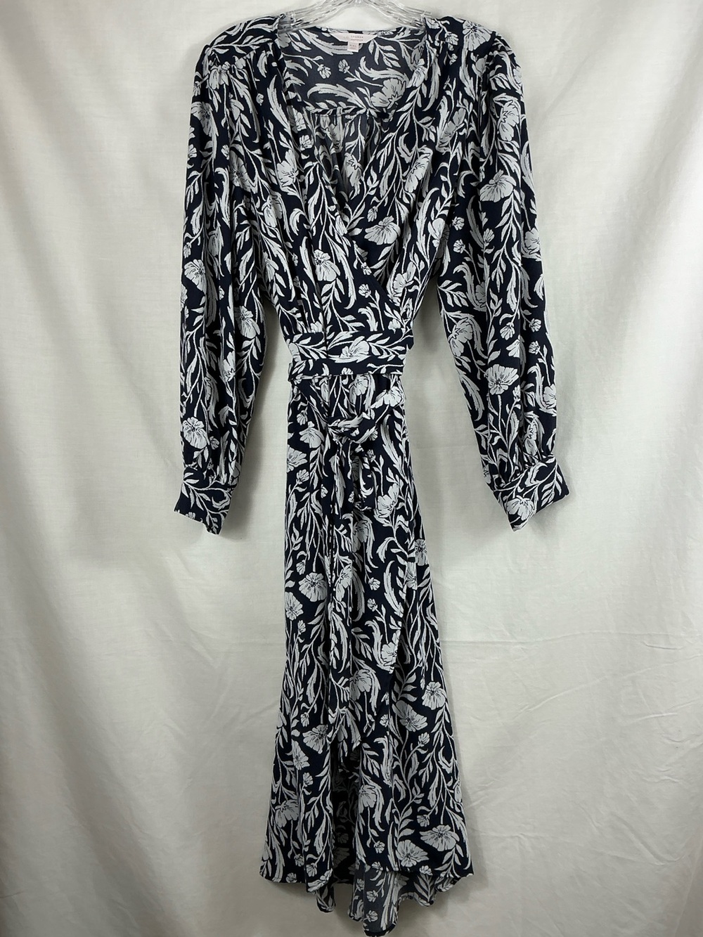 LC LAUREN CONRAD Flowy Navy & White Floral Wrap Dress Womens XXL